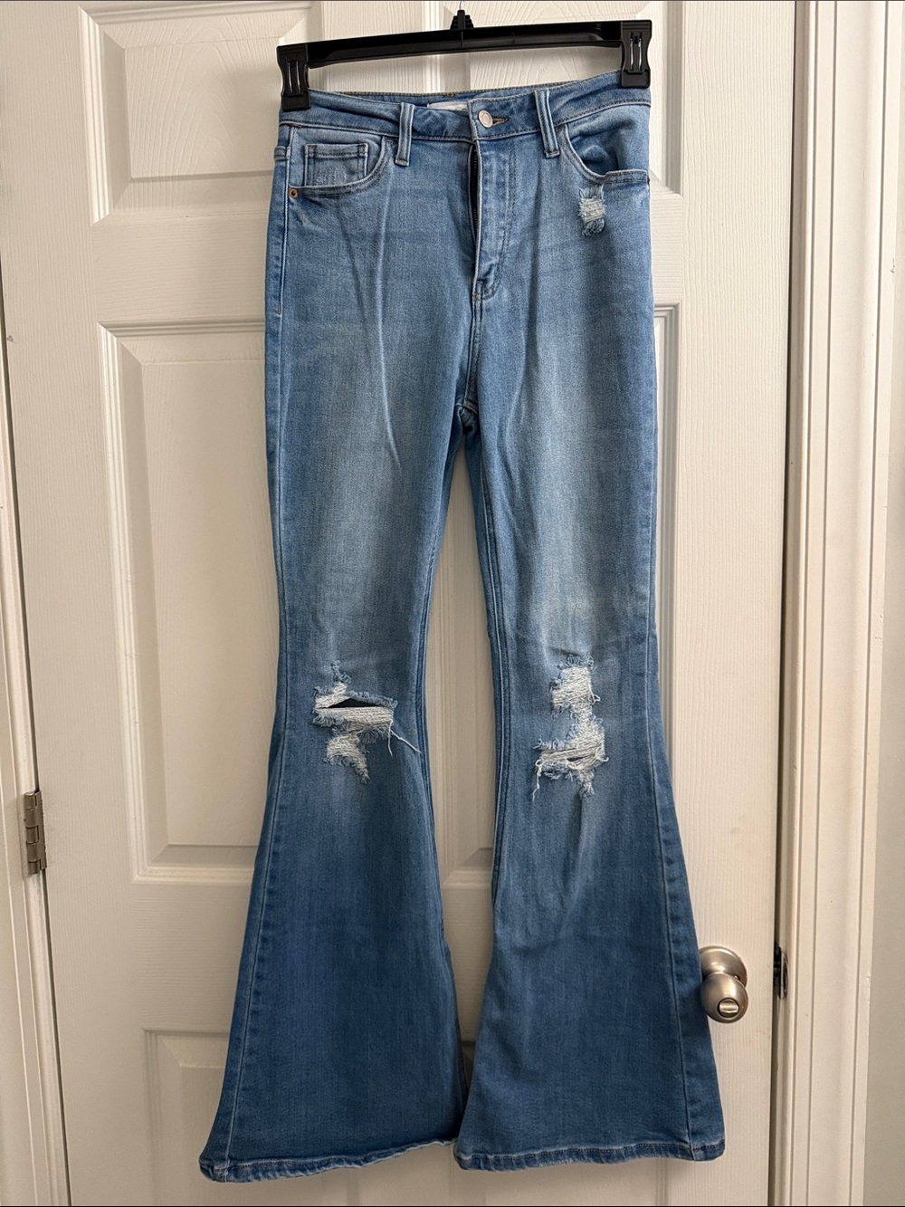 Cello Light Blue Distressed Flare Jeans